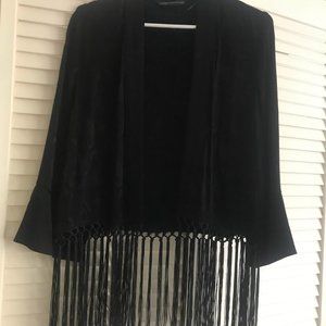 Zara Women's Satin Tassled Jacquard style jacket - black  XS